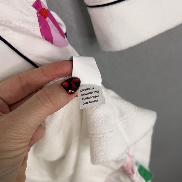 Kate Spade Robe Womens XS/S White Beach Print Terry Summer Swim Resort Vacation - Picture 15 of 16